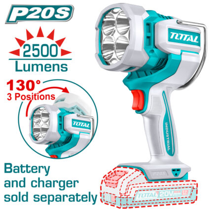 Акумулаторна LED работна лампа TOTAL INDUSTRIAL, 20 V, 22.5 W, 2500 lm, без батерия