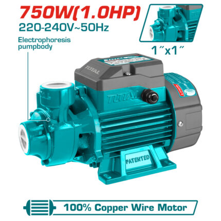 Електрическа помпа за вода TOTAL, 50 L/min, 750 W, 1" x 1"