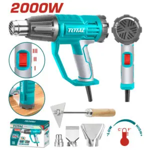 Пистолет за горещ въздух TOTAL INDUSTRIAL, 2000 W, 50-550°C + аксесоари