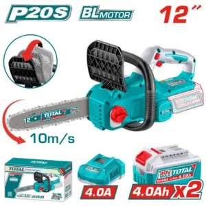 Акумулаторен верижен трион TOTAL Industrial, 12″, 20 V, 2 x 4 Ah